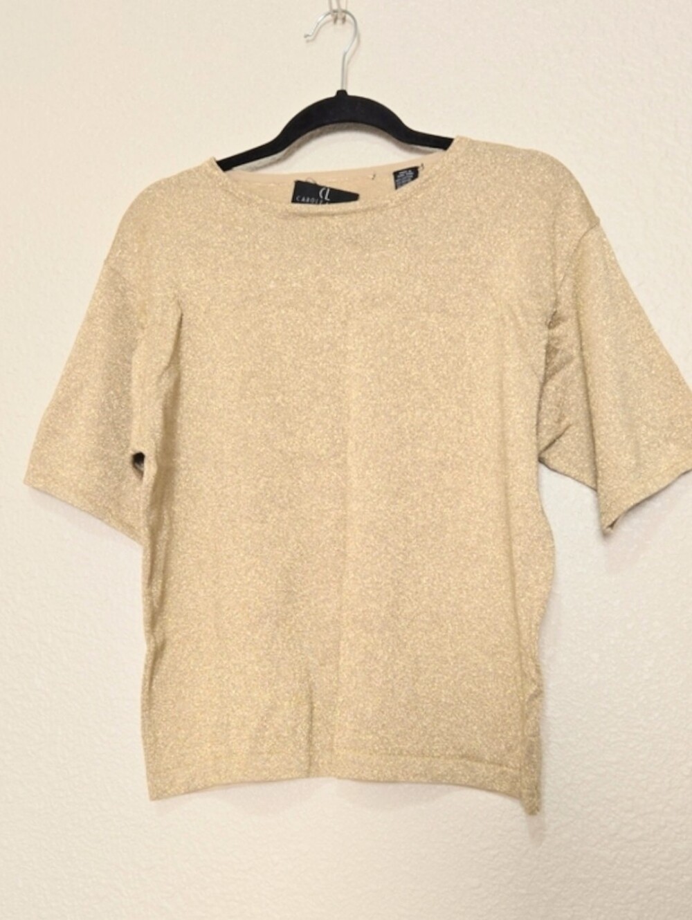 Carole Little Knitwear Gold Knit Top - Glamourous - Maximalism - Disco - Size M